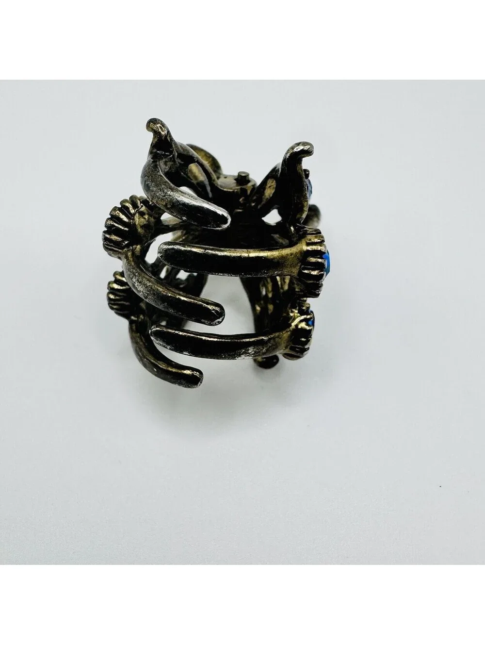 Vintage Mini Hair Claw Clip Butterfly With Blue Rhinestones